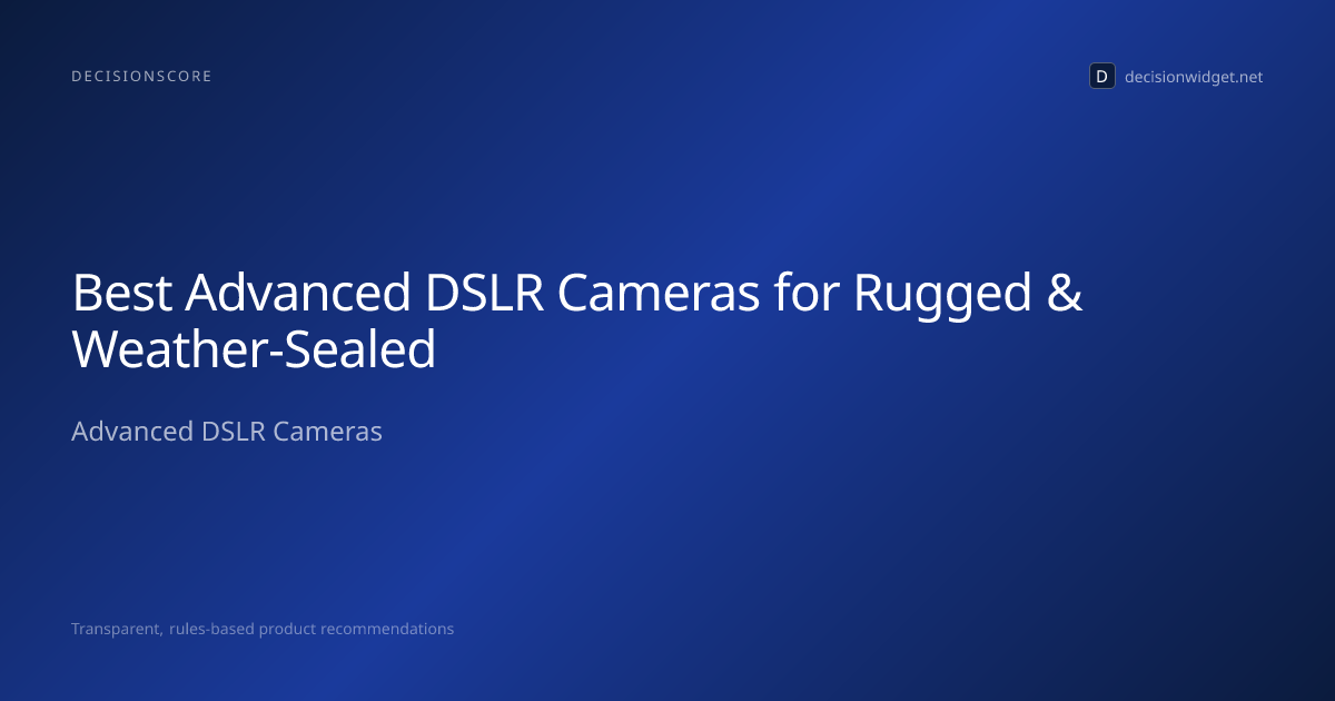 Best Advanced DSLR Cameras for Rugged & Weather‑Sealed | DecisionWidget ...